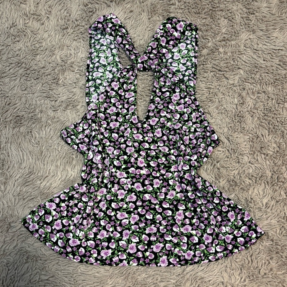 Zara Women Purple Floral Sleeveless Blouse